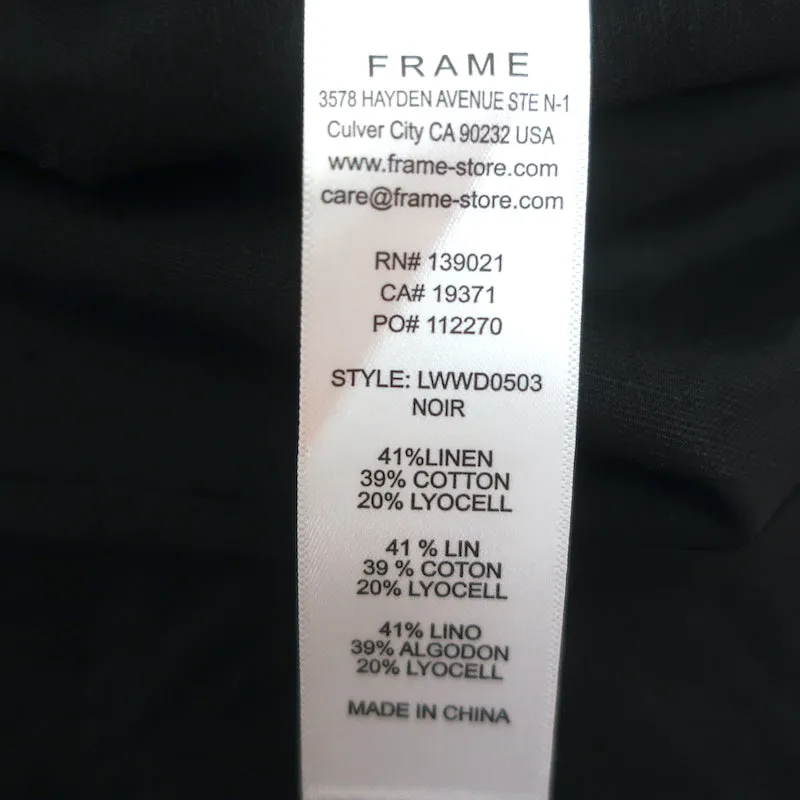 FRAME Lace-Up Back Halter Maxi Dress Black Linen-Blend Size Large