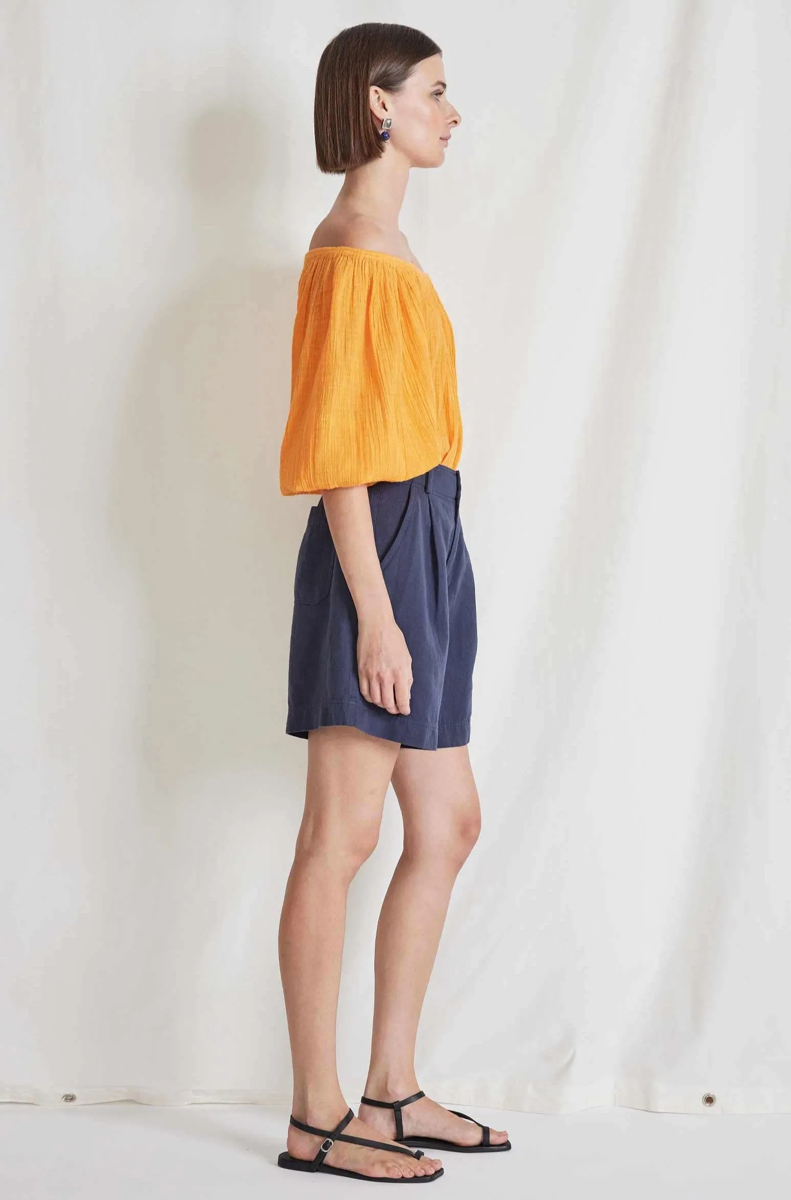 Francoise Pleated Short, Navy