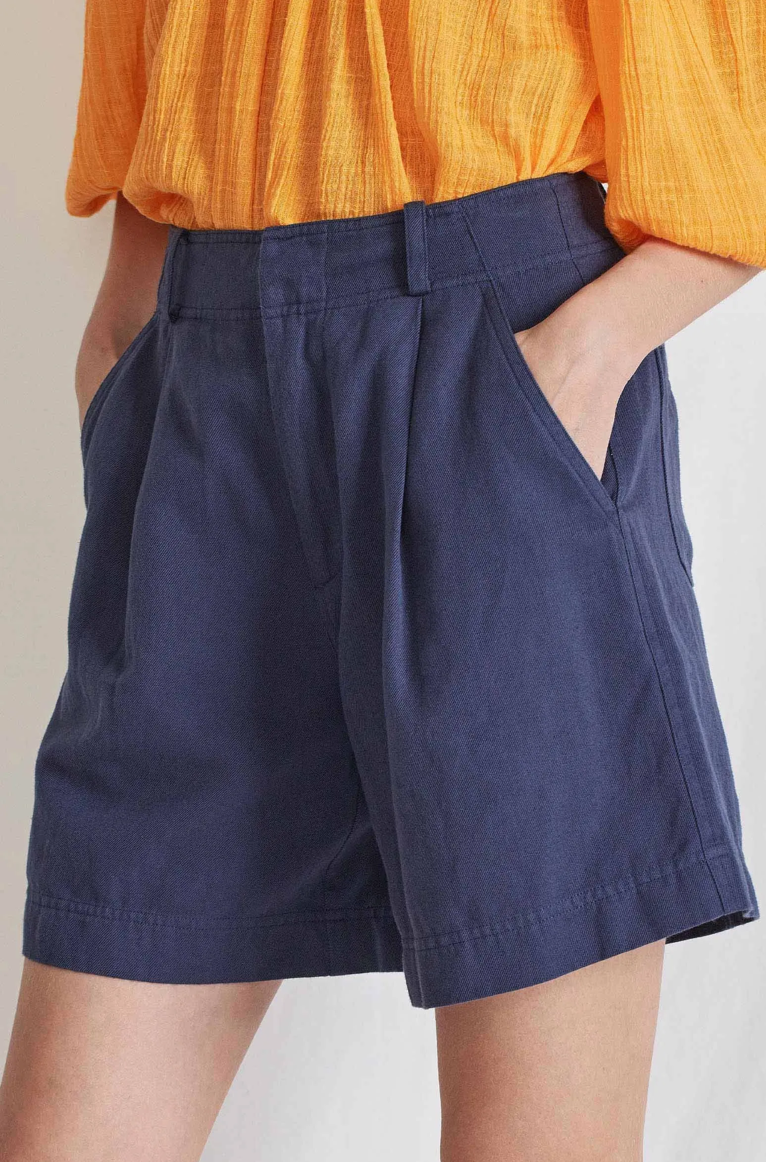 Francoise Pleated Short, Navy