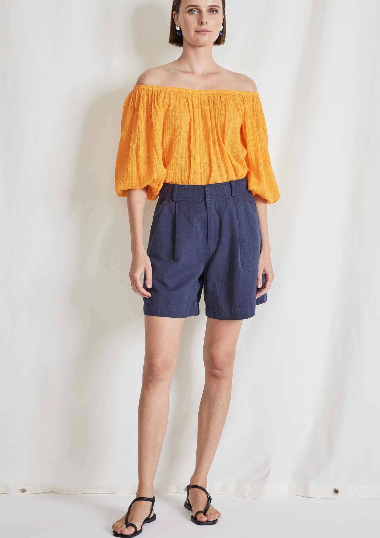 Francoise Pleated Short, Navy