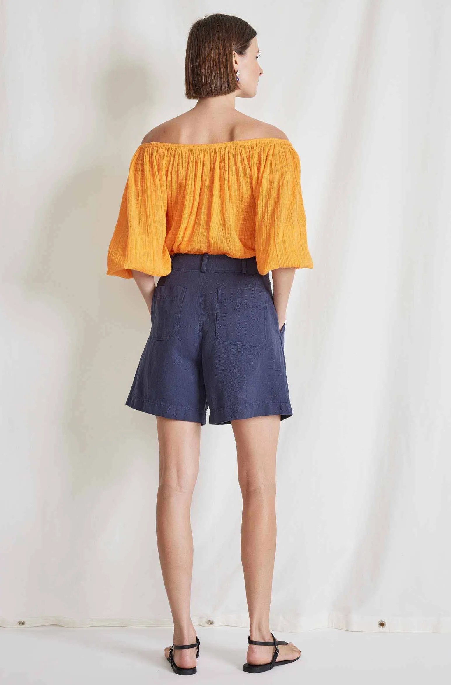 Francoise Pleated Short, Navy