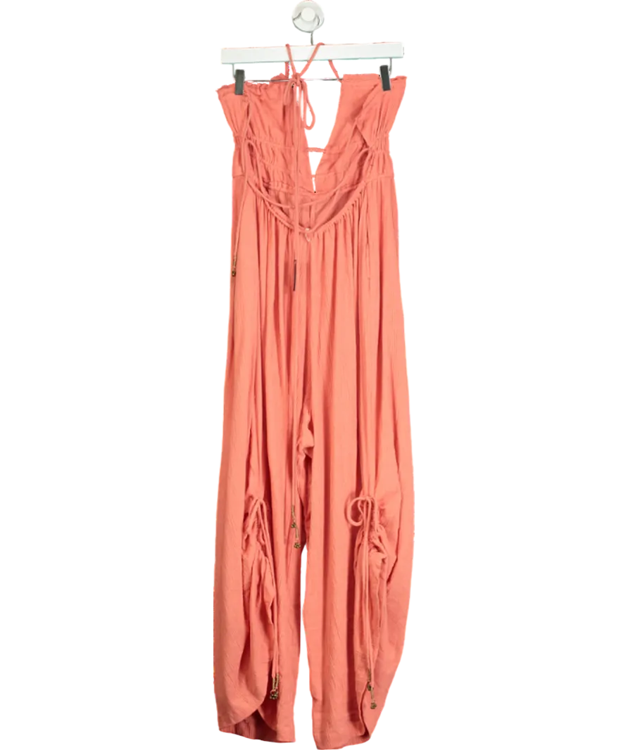Free People Orange Boho Romper Jumpsuit UK S