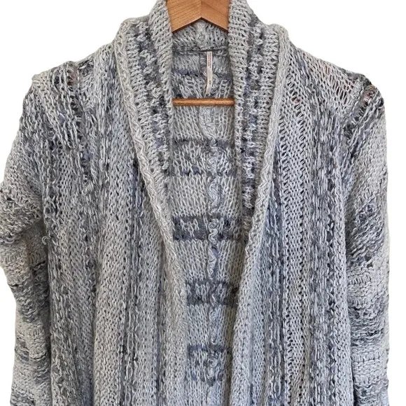 Free People Runaway Love Striped Fringe Wrap Cardigan, Size Medium