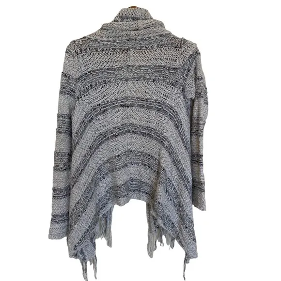 Free People Runaway Love Striped Fringe Wrap Cardigan, Size Medium