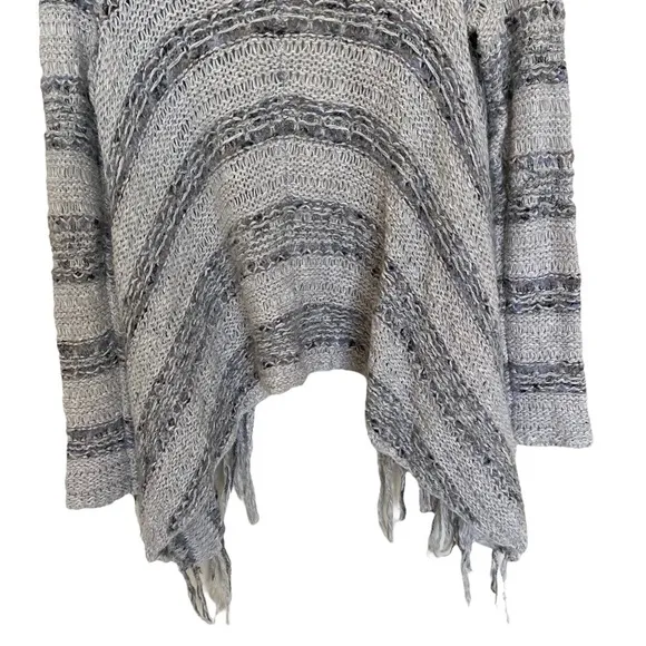 Free People Runaway Love Striped Fringe Wrap Cardigan, Size Medium