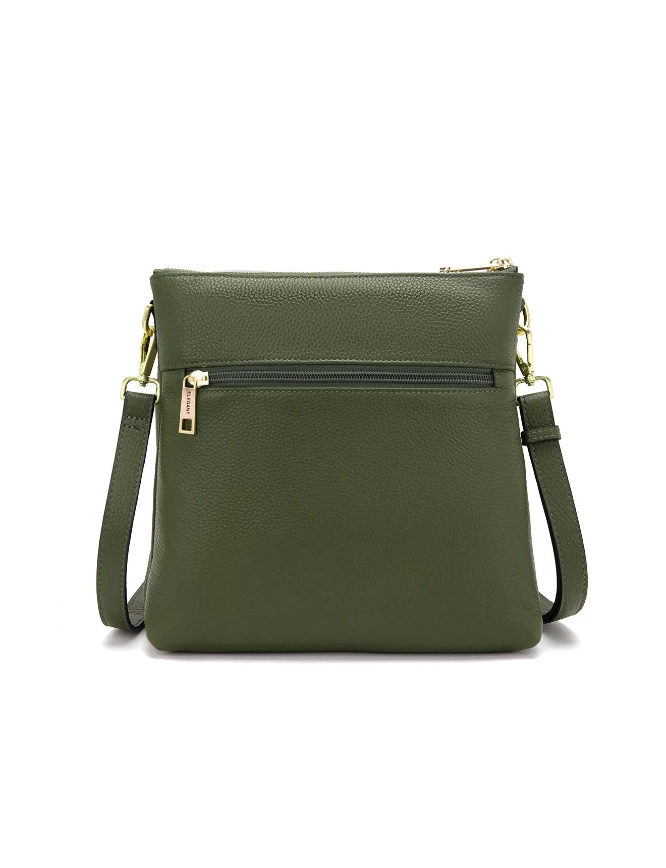 FREYA MULTICOMPARTMENT LEATHER XBODY BAG- E1-0844-OLIVE- NEW IN