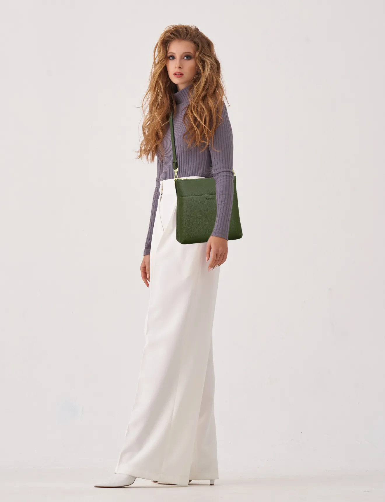 FREYA MULTICOMPARTMENT LEATHER XBODY BAG- E1-0844-OLIVE- NEW IN
