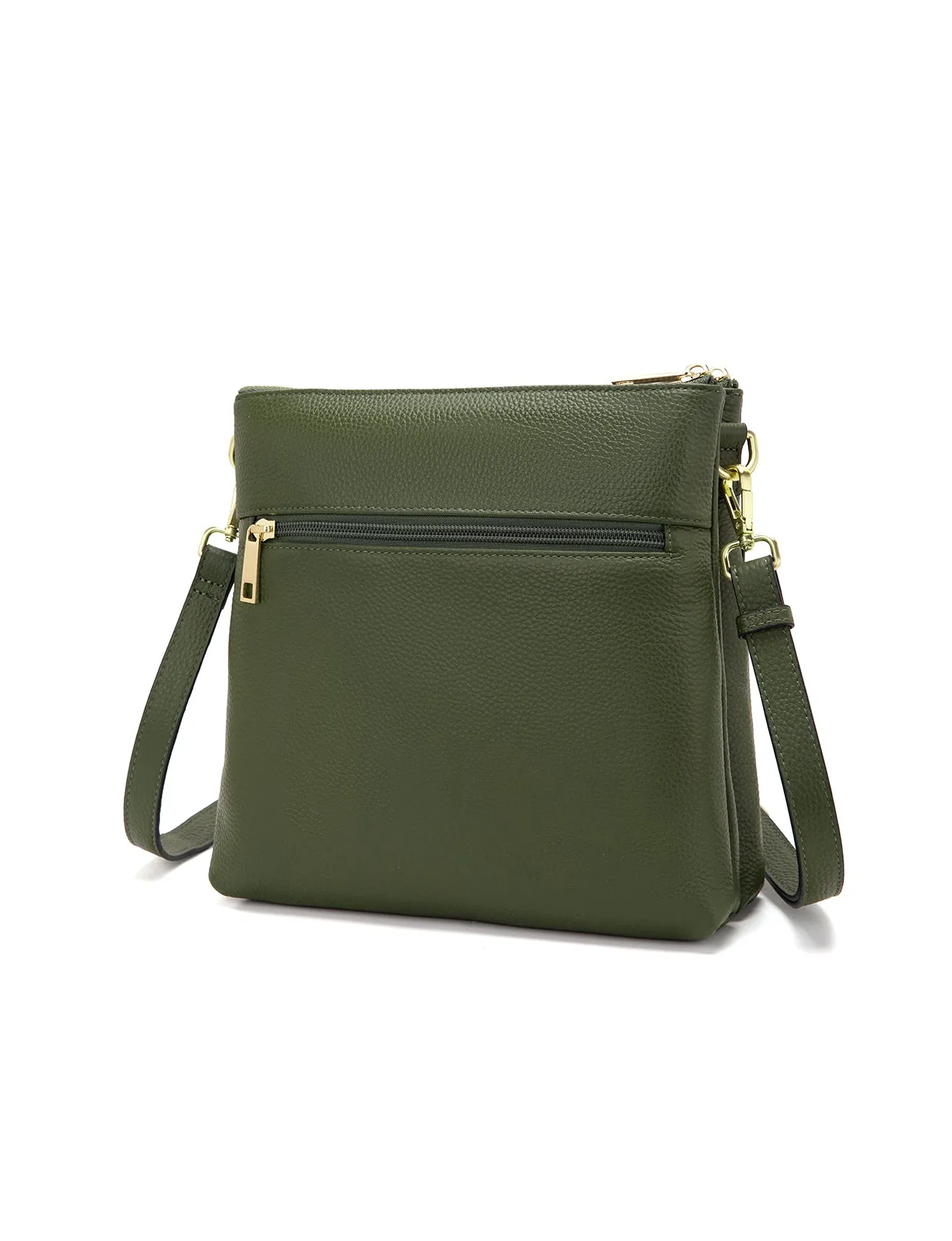 FREYA MULTICOMPARTMENT LEATHER XBODY BAG- E1-0844-OLIVE- NEW IN