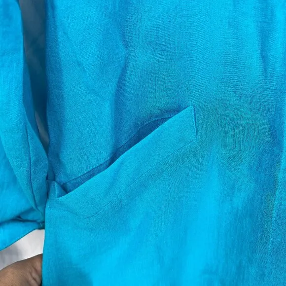 Fridaze longline shirt blazer lagenlook top cyan Azure blue oversized coastal S