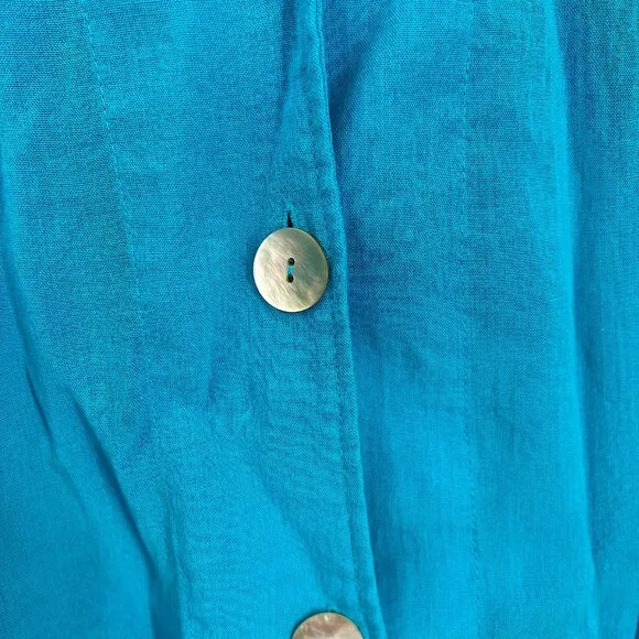 Fridaze longline shirt blazer lagenlook top cyan Azure blue oversized coastal S