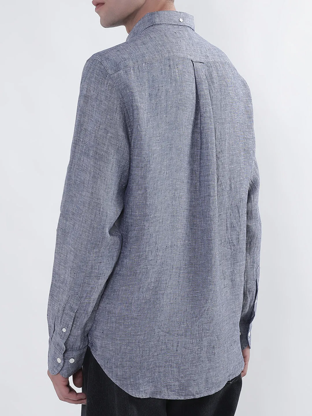 Gant Men Blue Regular Fit Solid Linen Shirt