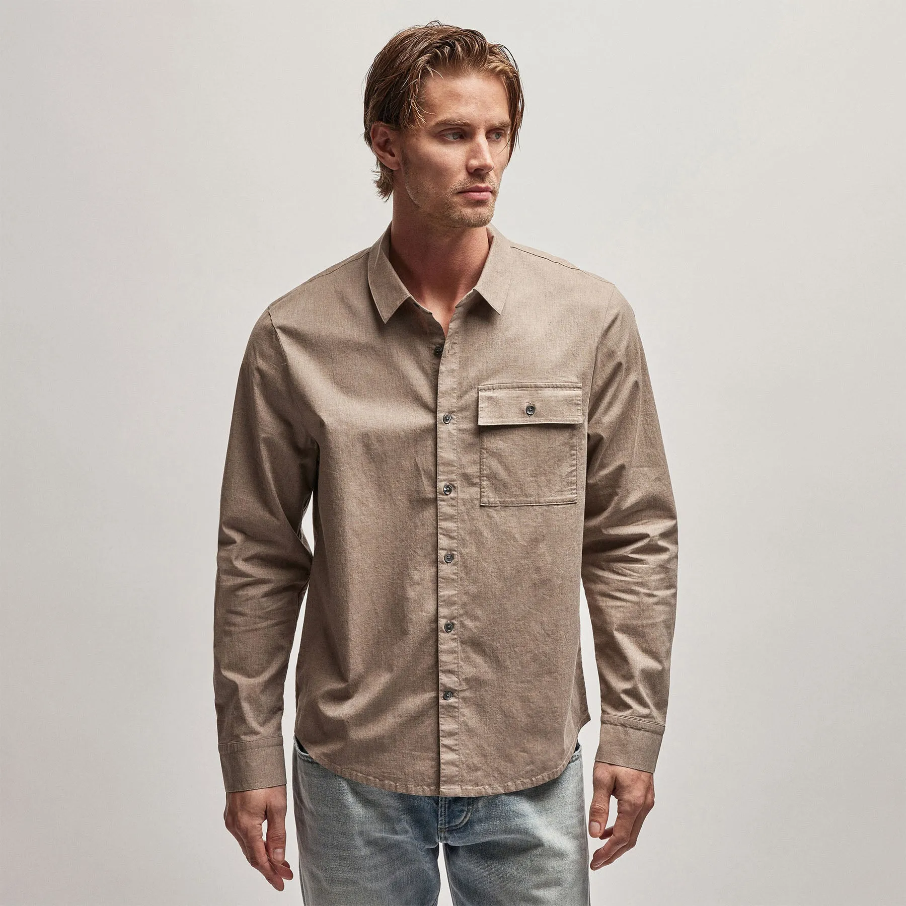 Garment Washed Shirt - Stone