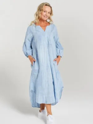 Gathered Sleeve Shibori Tie Dye Dress
