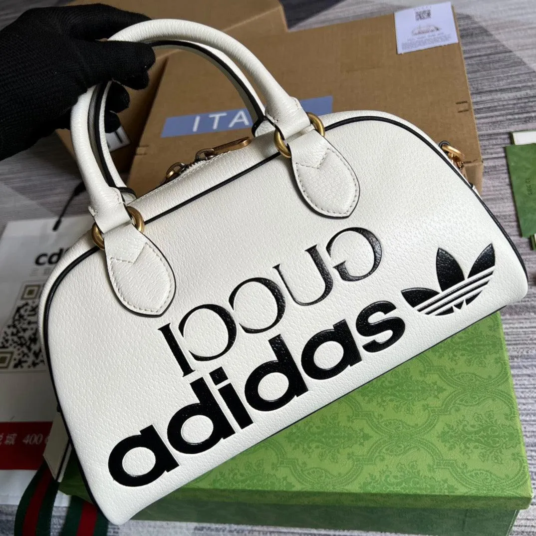 gg x Adidas Mini Duffle Bag White For Women, Women&#8217;s Bags 12.4in/32cm gg 702397 U3ZCT 8727