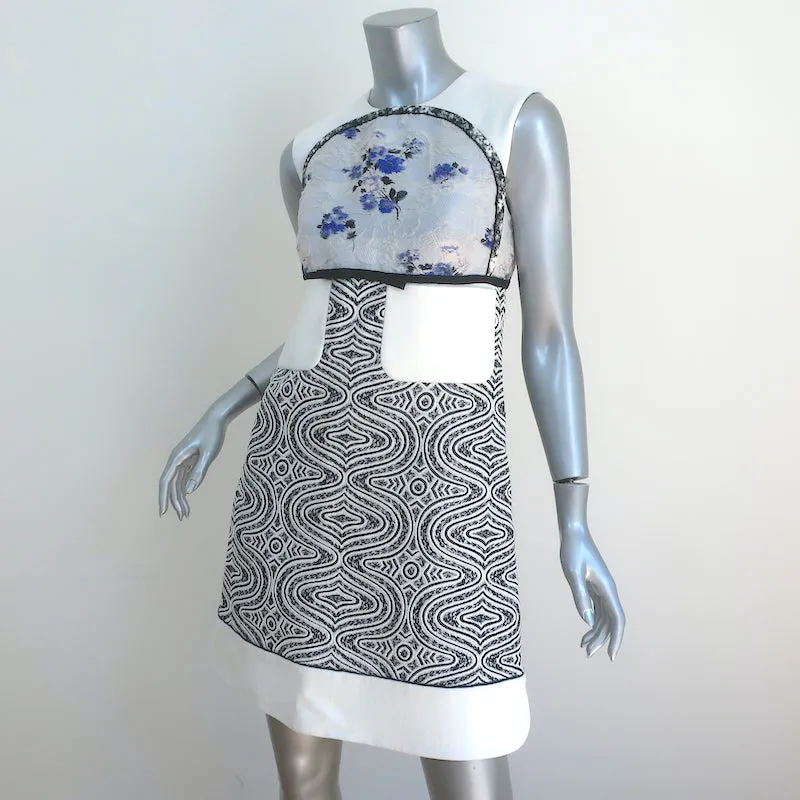 Giambattista Valli Mixed Print Jacquard Sleeveless Mini Dress White Size 42