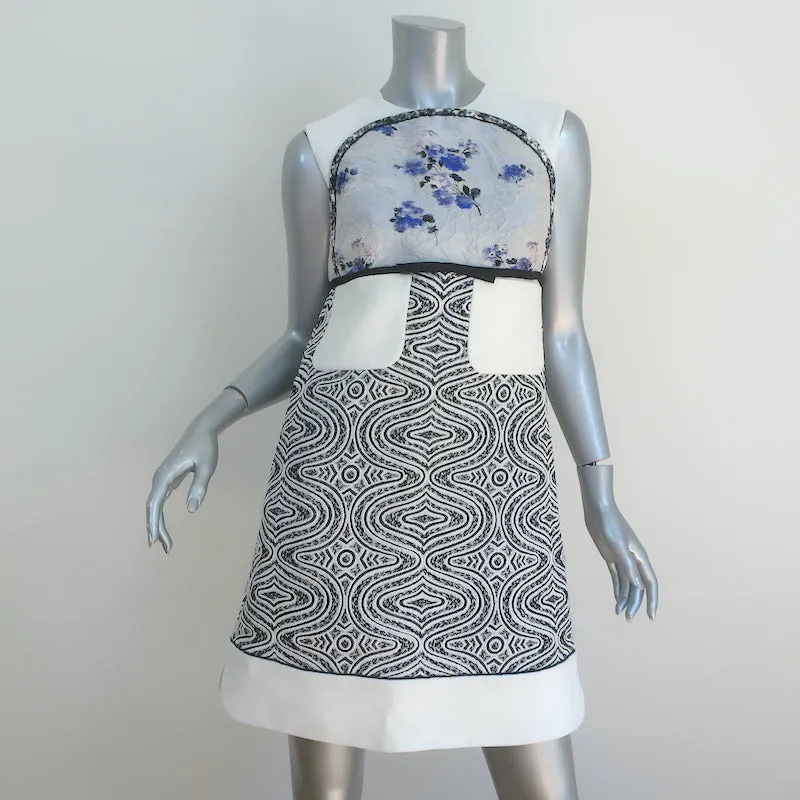 Giambattista Valli Mixed Print Jacquard Sleeveless Mini Dress White Size 42