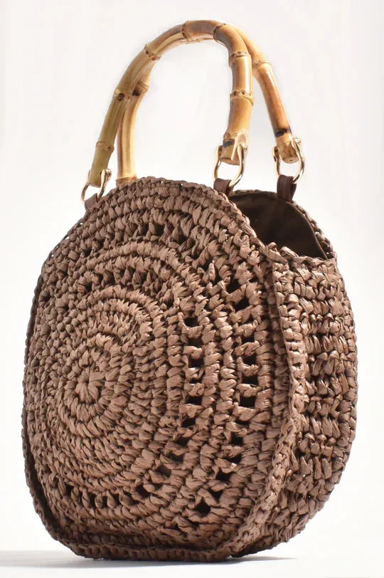 Gina Woven Handbag - Chocolate