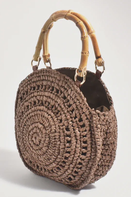 Gina Woven Handbag - Chocolate