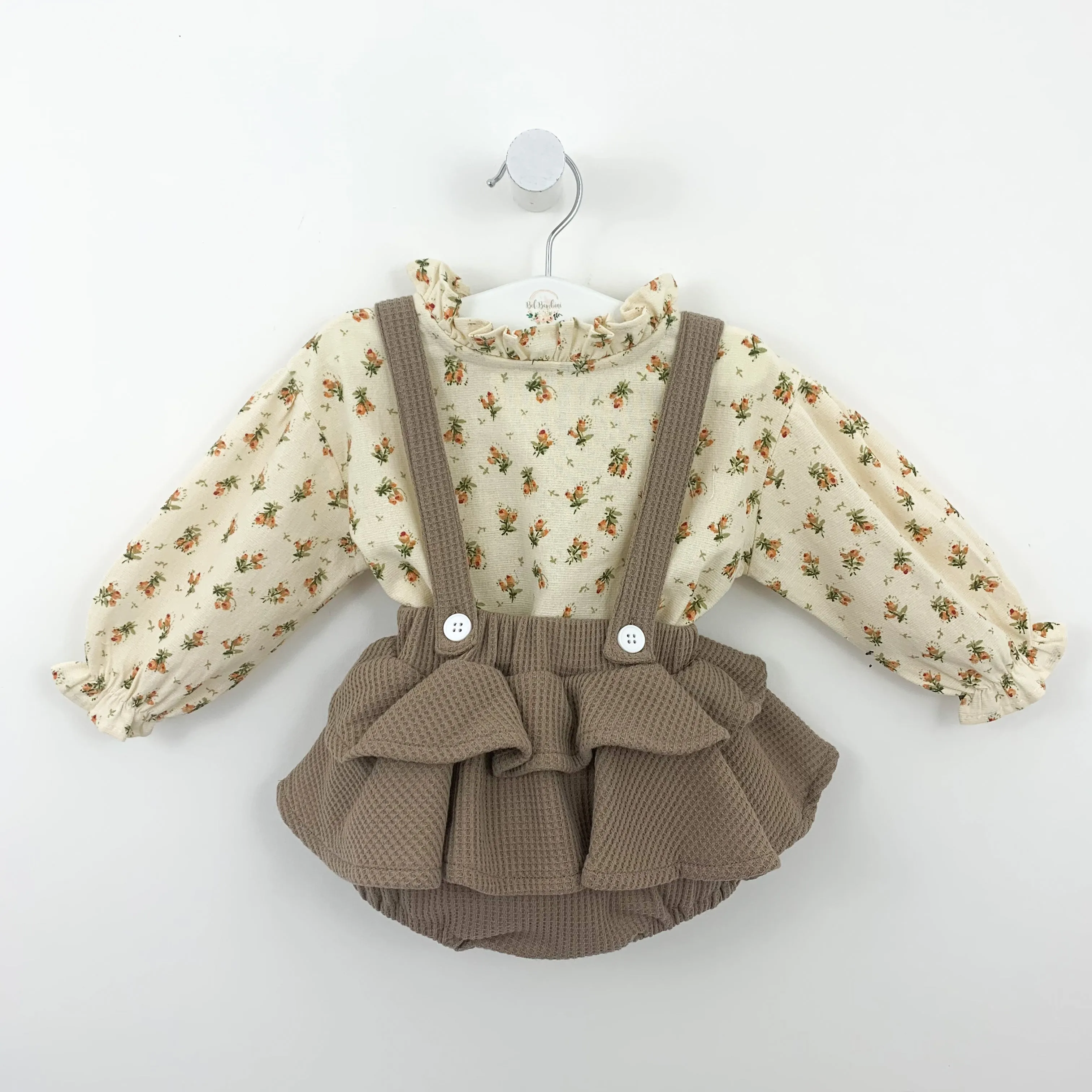 Girls Frilly Bloomers Set- Mocha Floral