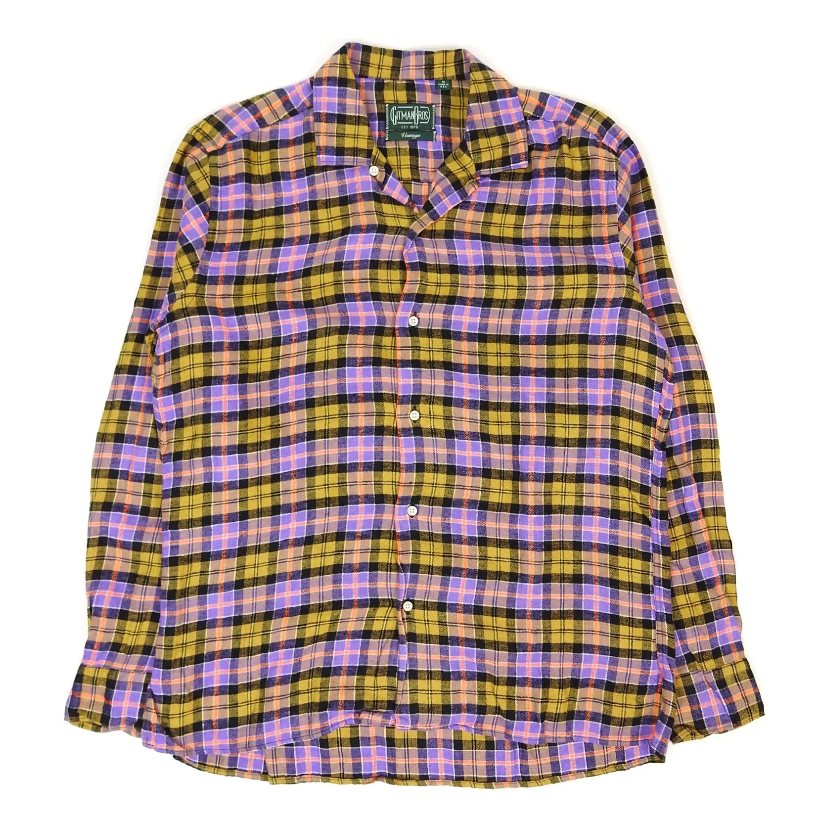 Gitman Vintage Linen Camp Collar Flannel Size Medium
