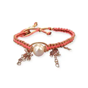 GOLDEN CORAL STAR PEARL AND CHAIN SILK ROCKER ANKLET