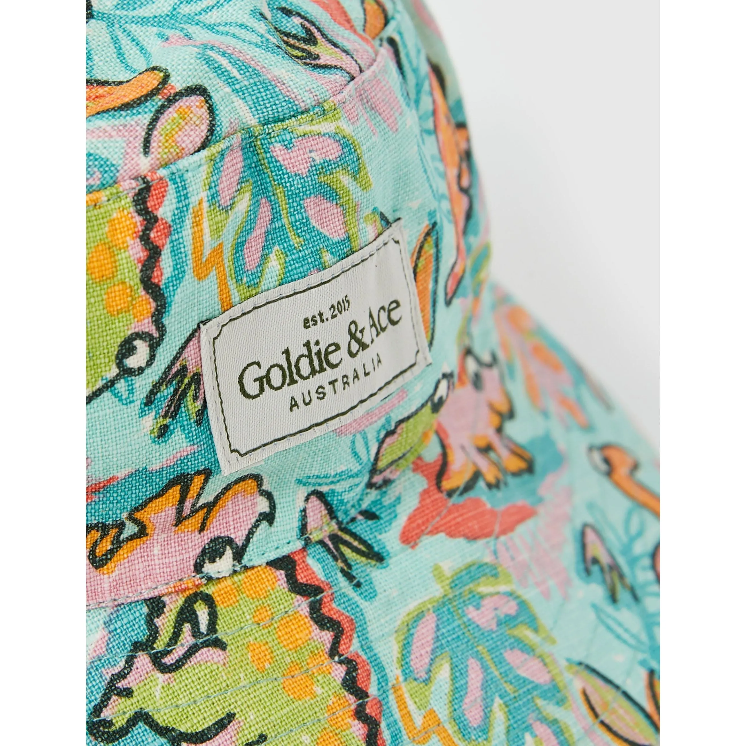 Goldie Dino Jungle Linen Bucket Hat