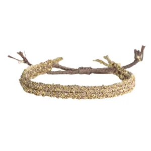 Grey Silk and Yellow Gold Vermeil Chain Woven Bracelet