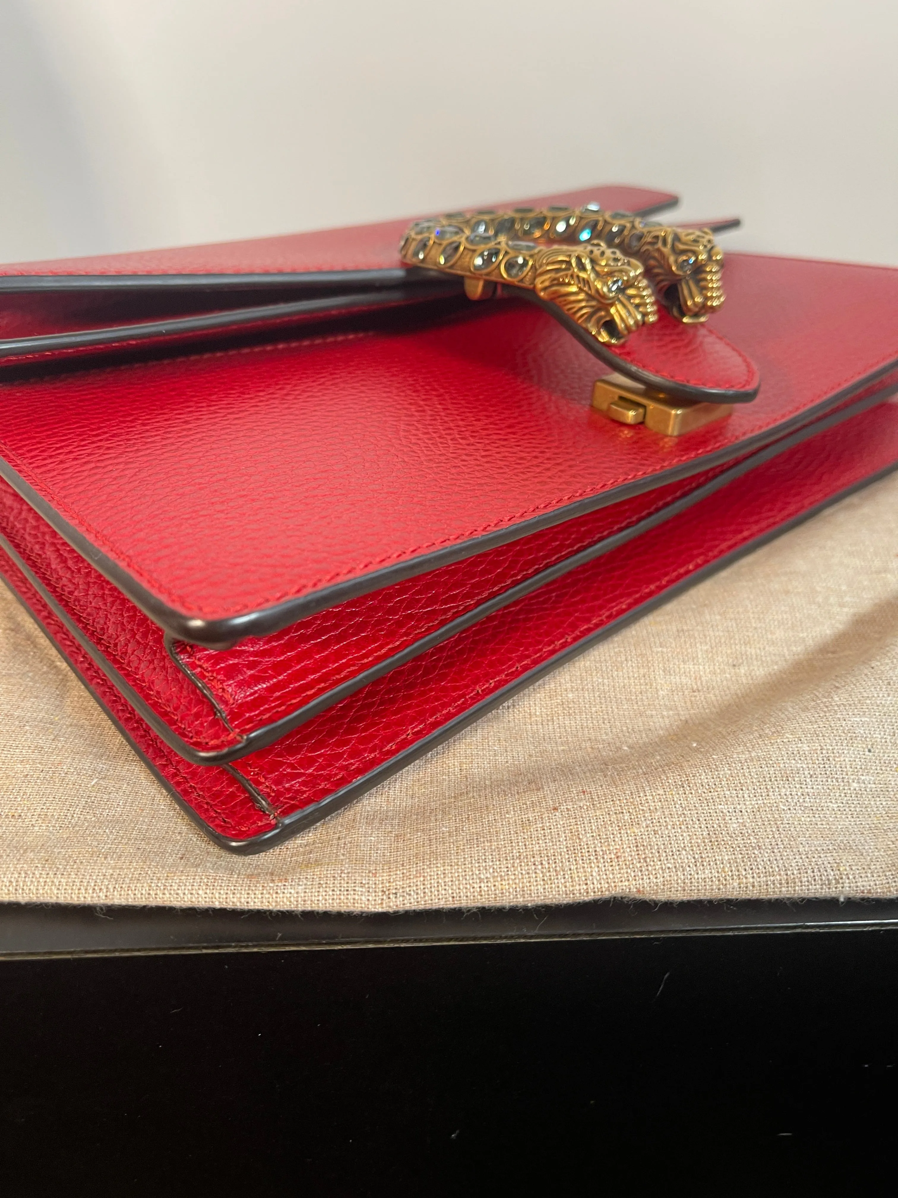 GUCCI Dionysus RED Purse/ Bag Jeweled Clasp Exc Cond. Box & SAKS Receipt