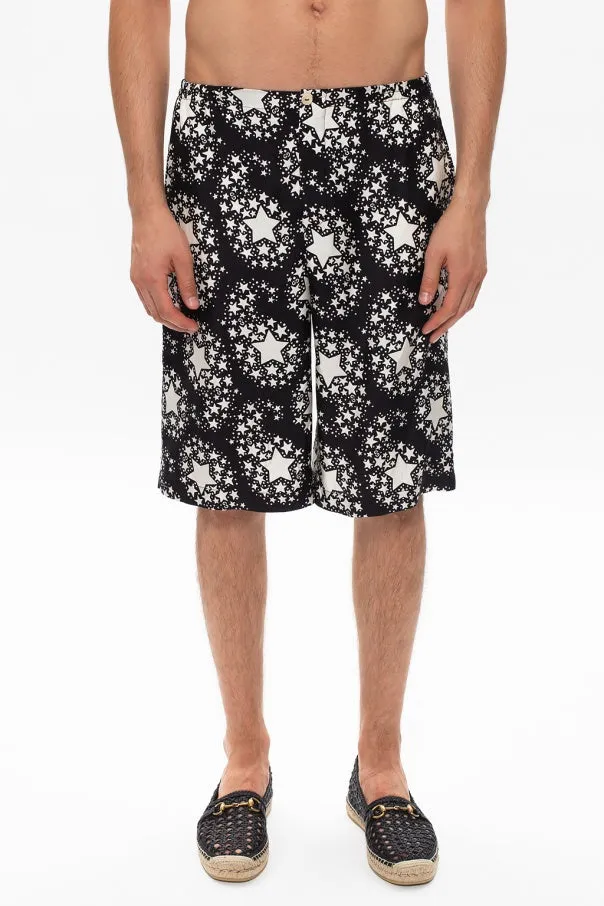 Gucci Star Print Silk Shorts in Black