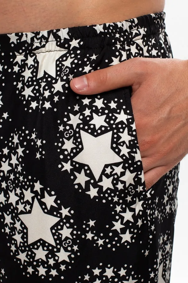 Gucci Star Print Silk Shorts in Black