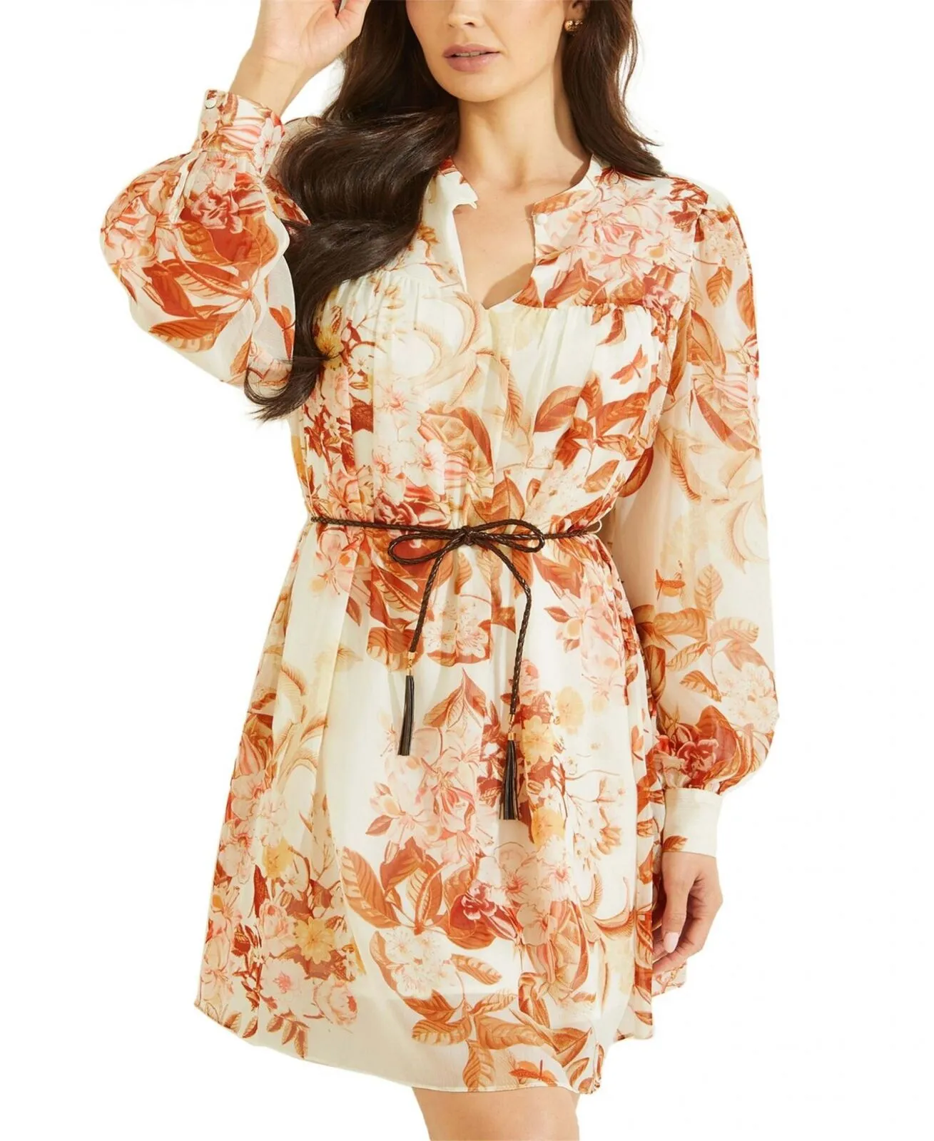 Guess Women's Morgane Dress W2BK12WDWT2 Forest Floral Print White M
