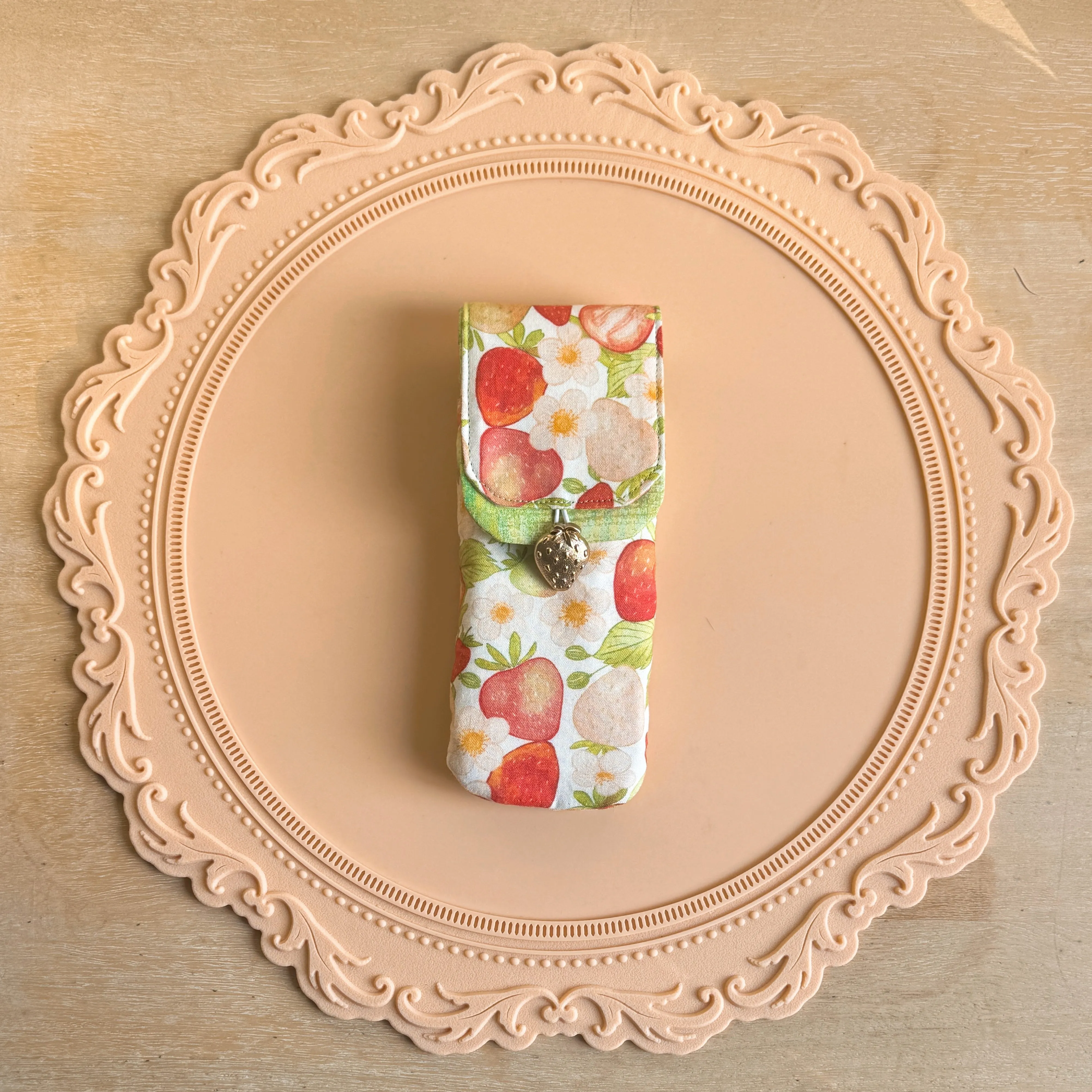 Handmade Strawberry x Lime 3 Slot Pen Case