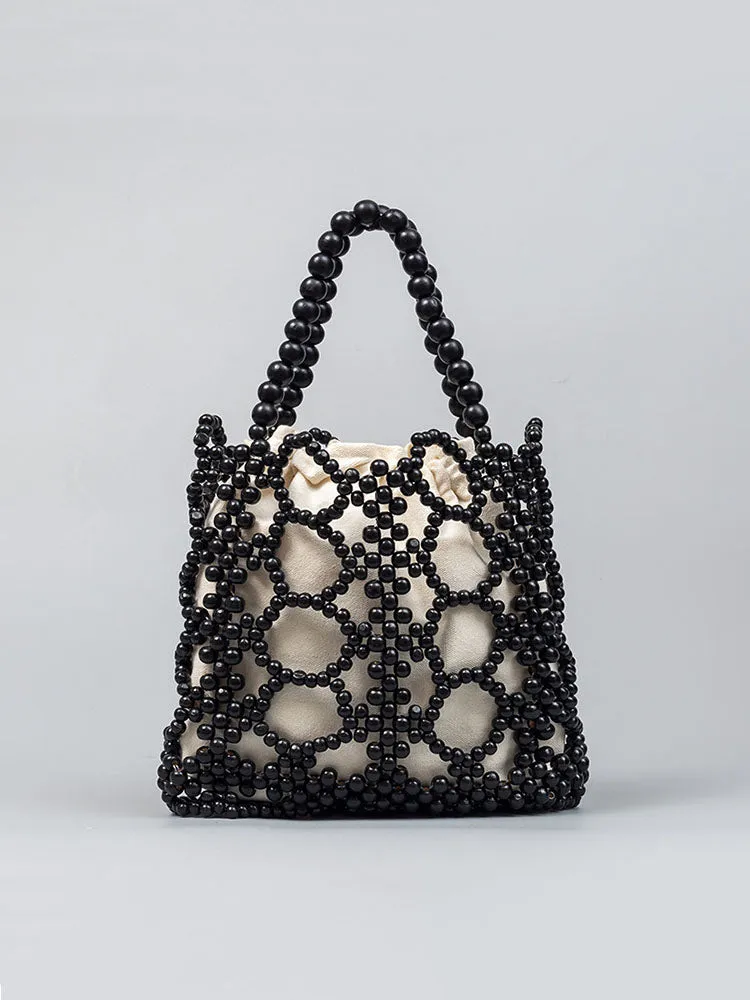 Handwoven Wooden Bead Tote Bag
