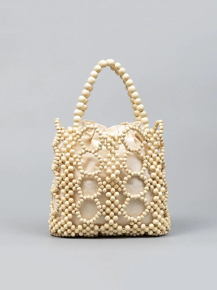Handwoven Wooden Bead Tote Bag