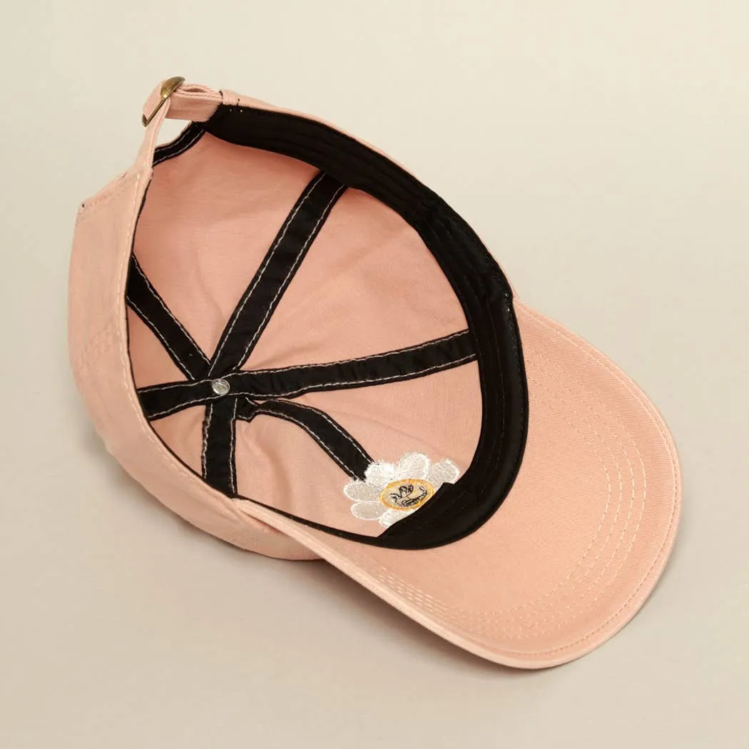 Happy Face Flower Embroidered Baseball Cap | Stuffology Boutique