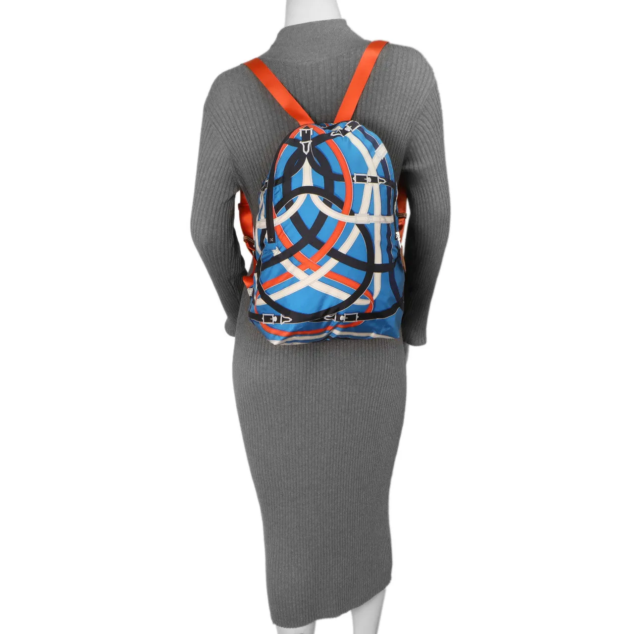 Hermes Bleu Zanzibar Cavalcadour Airsilk Backpack