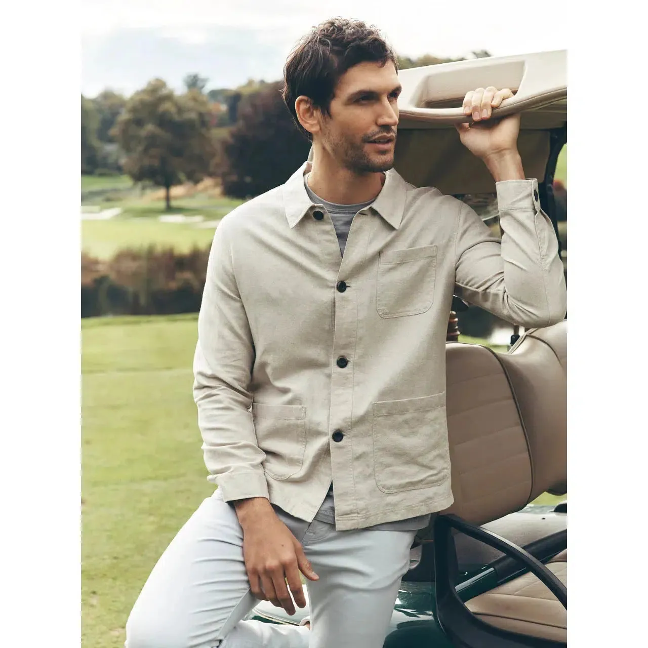 HERRINGBONE OVERSHIRT BEIGE