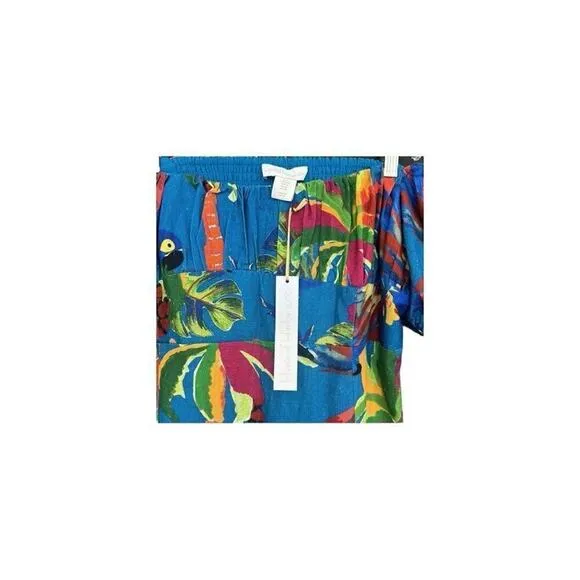 House of Harlow 1960 - Blue Tropical Print Linen A-line Maxi Dress Size Medium