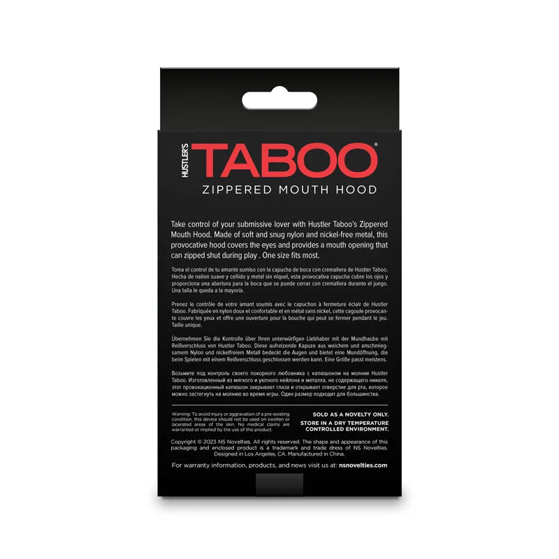 Hustler Taboo - Zippered Mouth Hood - Bl