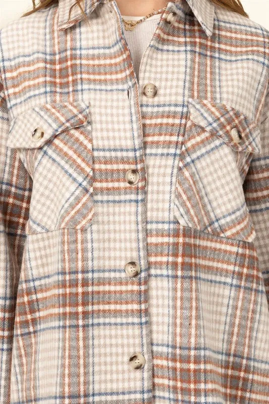 HYFVE For Myself Checkered Print Button-Front Top