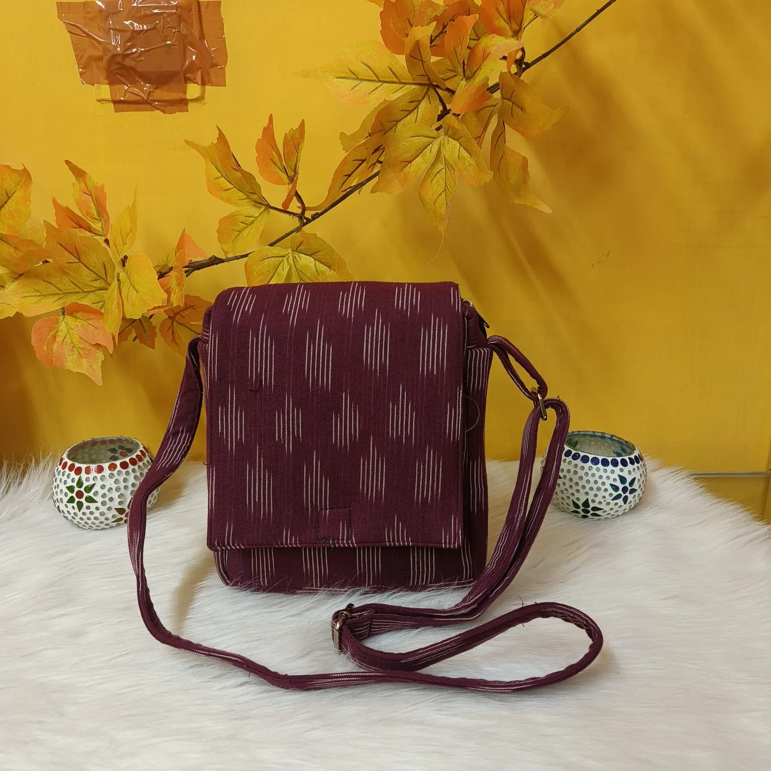 Ikat Sling Maroon With White Lines