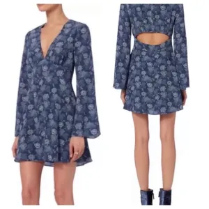 Intermix Sonya Silk Floral Cutout Dress P=XS