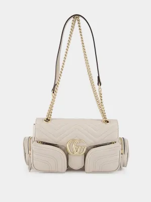Ivory GG Marmont Small Multi-Pocket Bag