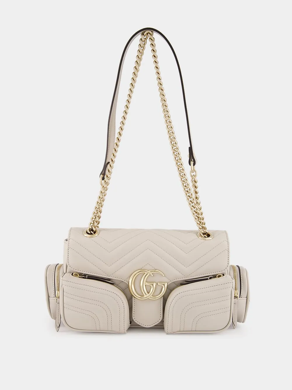 Ivory GG Marmont Small Multi-Pocket Bag