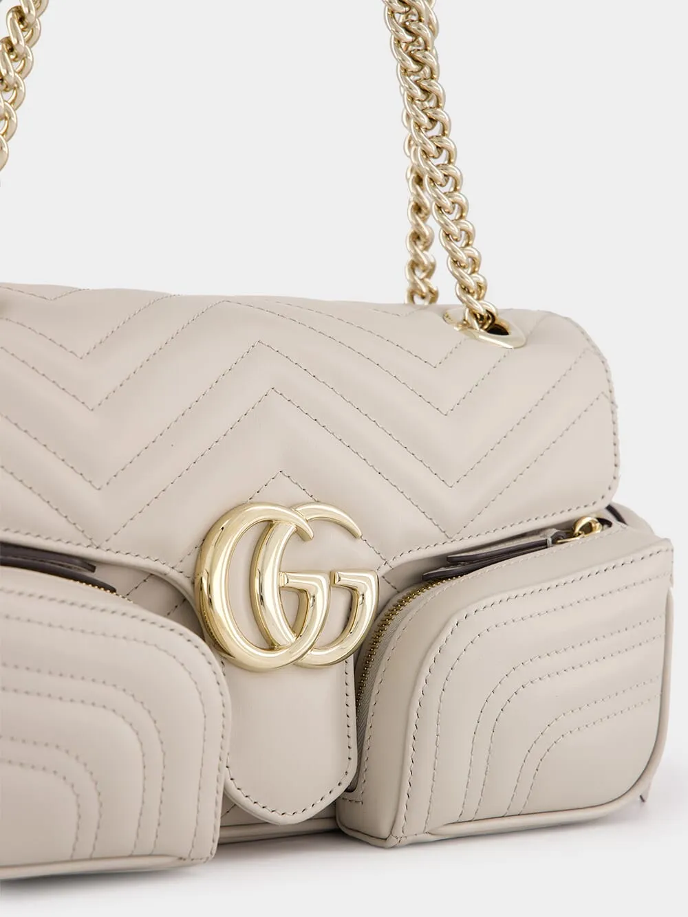 Ivory GG Marmont Small Multi-Pocket Bag