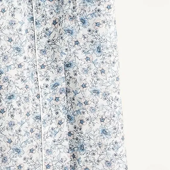 J Crew Linen Cotton Blend Floral Vines Robe, Size Small