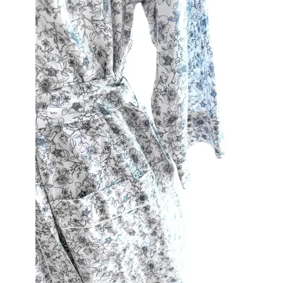 J Crew Linen Cotton Blend Floral Vines Robe, Size Small