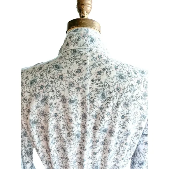 J Crew Linen Cotton Blend Floral Vines Robe, Size Small