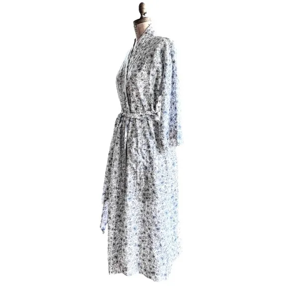 J Crew Linen Cotton Blend Floral Vines Robe, Size Small