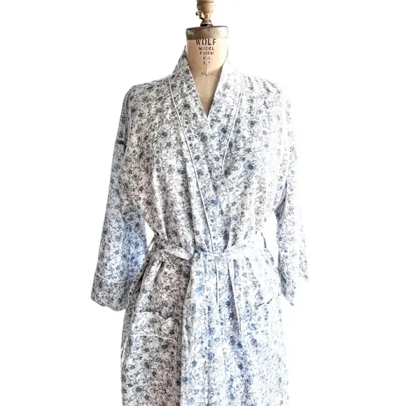 J Crew Linen Cotton Blend Floral Vines Robe, Size Small